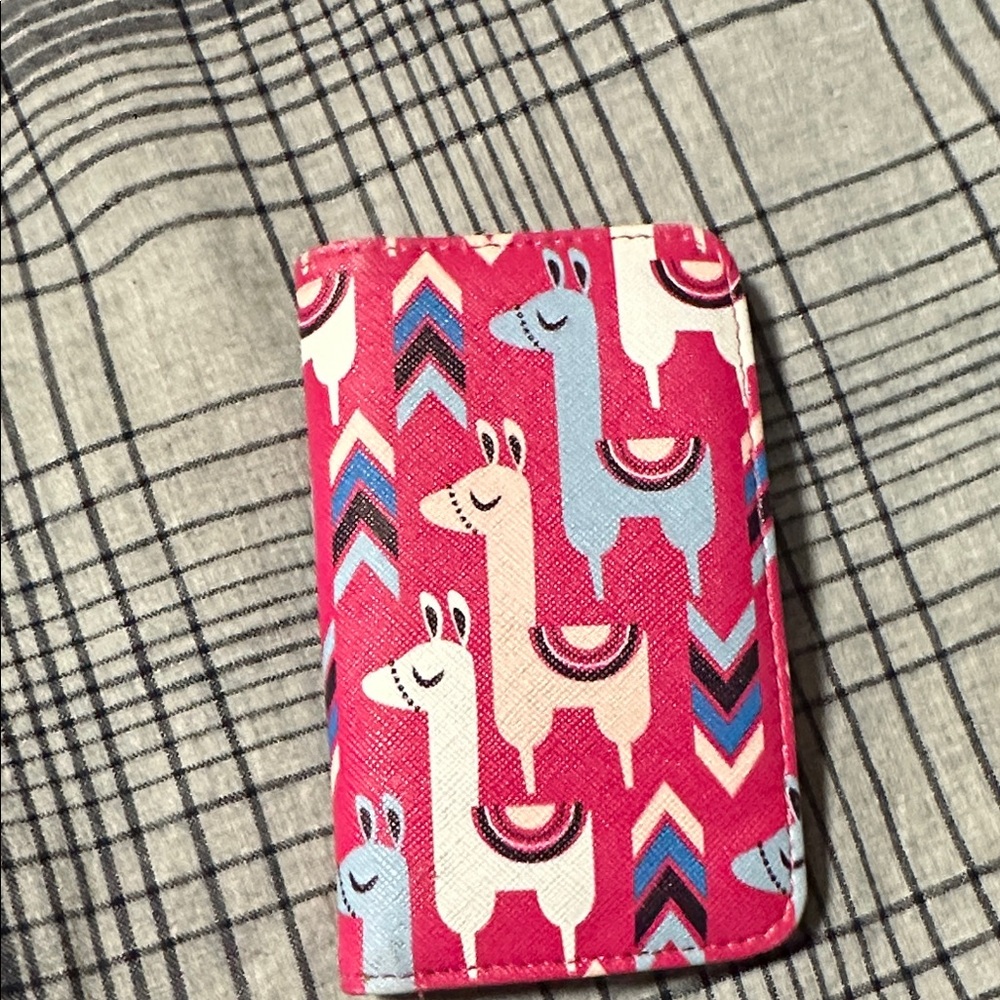 Colorful Llama Print  Wallet Braxton 3x5” closed 6x5 opened